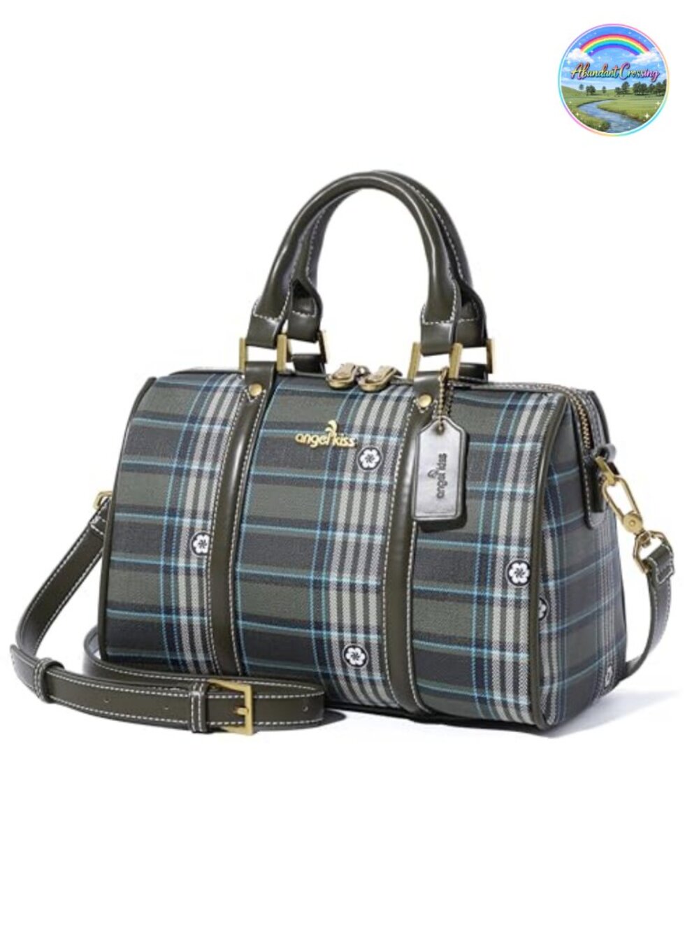 Vegan Leather Satchel Handbag Barrel Purse with Crossbody Strap